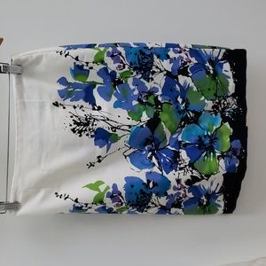 Notations floral turquoise floral Pencil Skirt, Size S